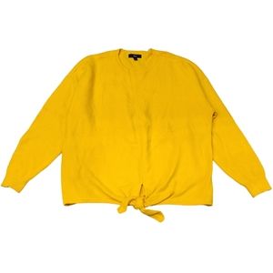 Ellos Mustard Yellow Tie Front Top Long Sleeve Sweater 22/24 Size 1X